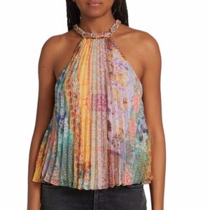 NWT Alice + Olivia Alycia Pleated Chiffon Top